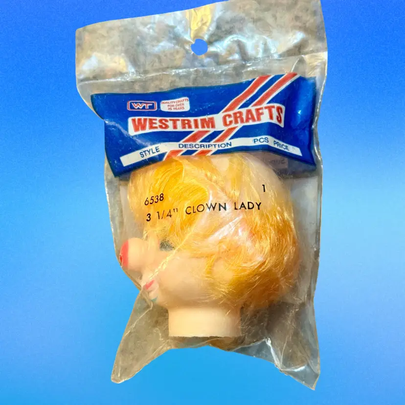 Vintage Westrim Crafts Clown Head w Hair Doll Part