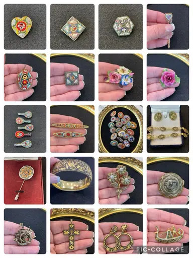 🤩🤩Jewelry Coming Our My Ears😛 Micro Mosaic~Damascene~AB Crystals~And A Whole Lotta Jewelry Auction Unboxing With Attic On The Beach🤩🤩