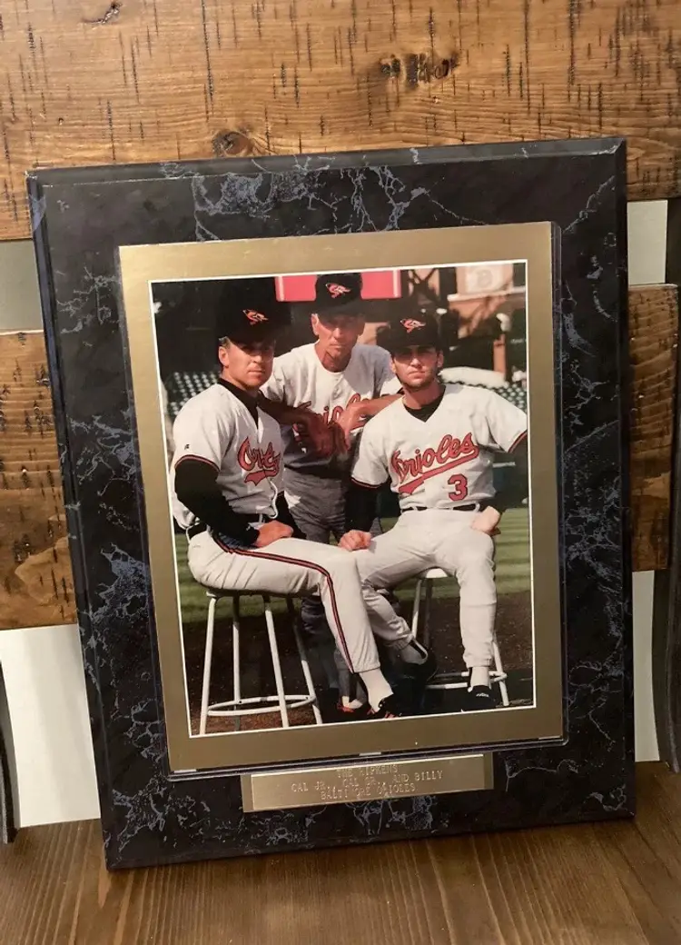 Baltimore Orioles Cal Jr Cal Sr Billy Ripken 8x10 Photo On Plaque Vtg Baseball