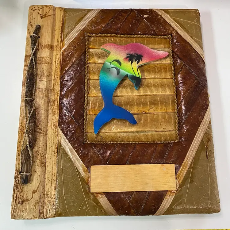 Handmade Natural Leaves & Wood Photo Frame Album