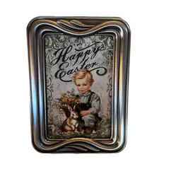 03 Vintage Silvertone Frame, Easter Bunny, Boy Spring Up Cycle Decor
