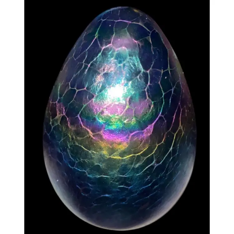 #29- Vintage UnSigned Art Glass Paperweight - Rainbow  3" X 2.5"