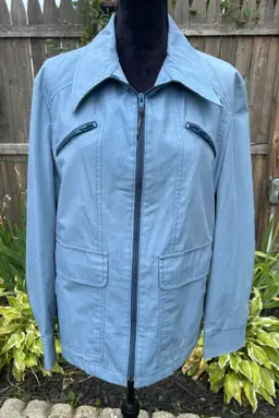 Vintage London Fog Men's Polyester/Cotton Long Sleeve Blue Zip up Jacket XLarge