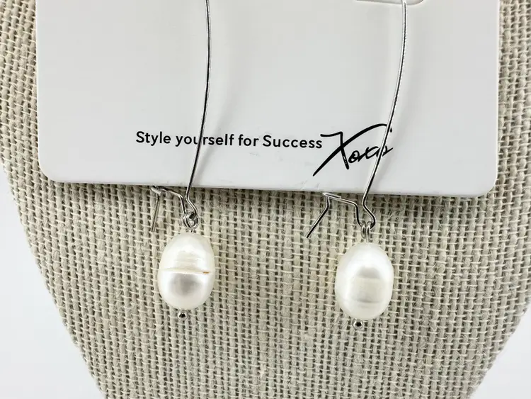 Park Lane Jewelry  Pierced  Silvery Tone Pearl Drop Earrings