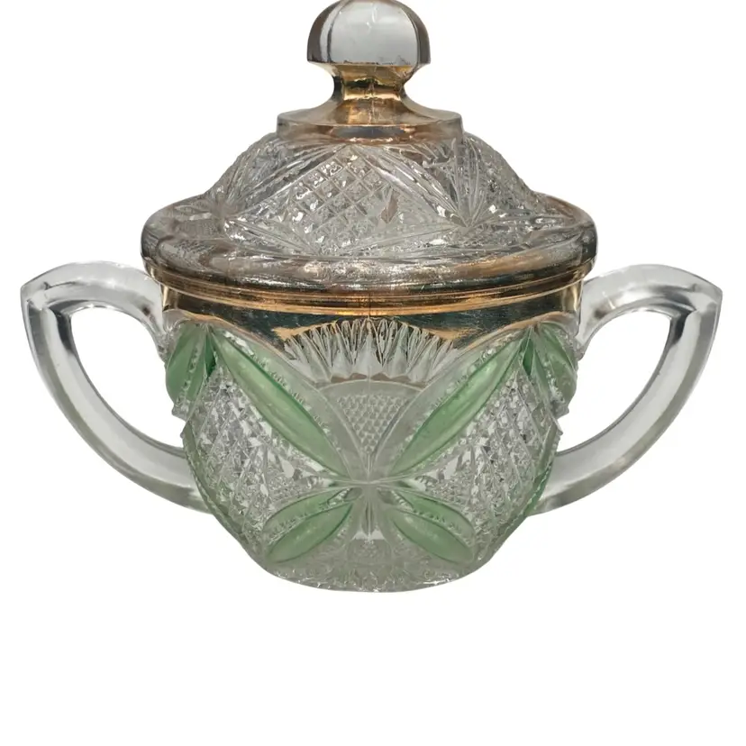 Antique United States Glass Co Covered Sugar, EAPG, Broughton/Pattee, No. 15112