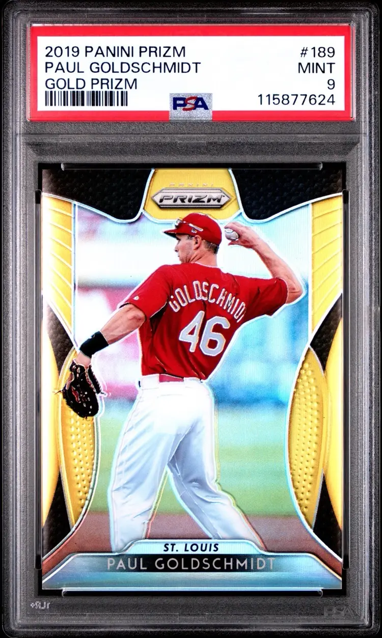 Paul Goldschmidt Pop 1 PSA 9 2019 Panini Prizm Gold Prizm /10 SSP #189 St. Louis Cardinals