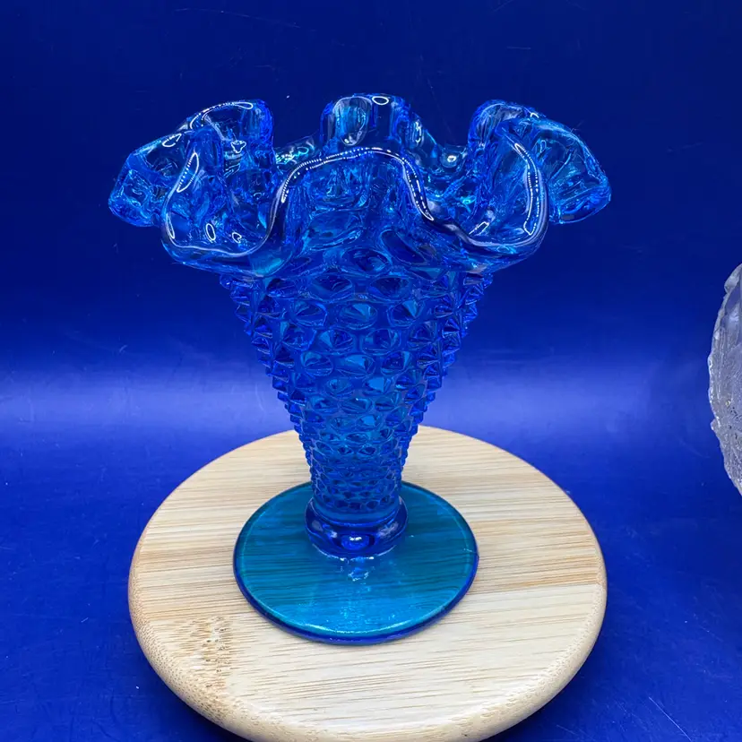 Fenton Royal Colonial Blue Hobnail Vase