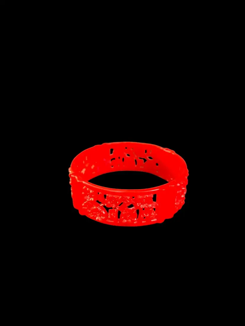 Celluloid Lipstick Red Floral Bangle