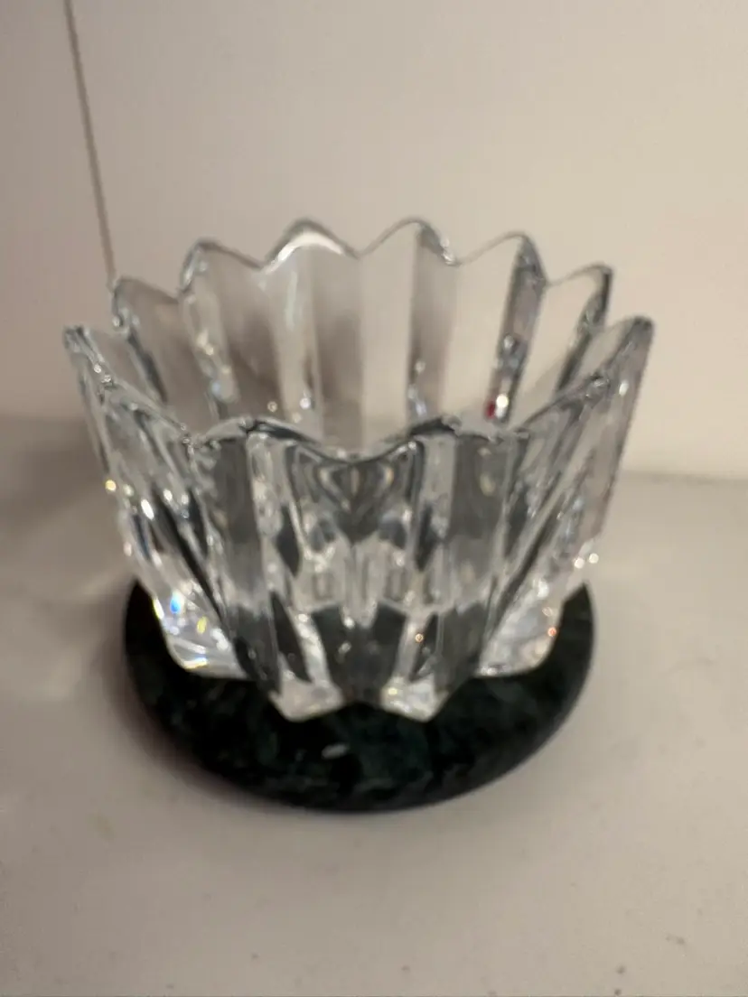 Hand Blown Orrefors Sweden Crystal Glass Bowl Multi Point Star