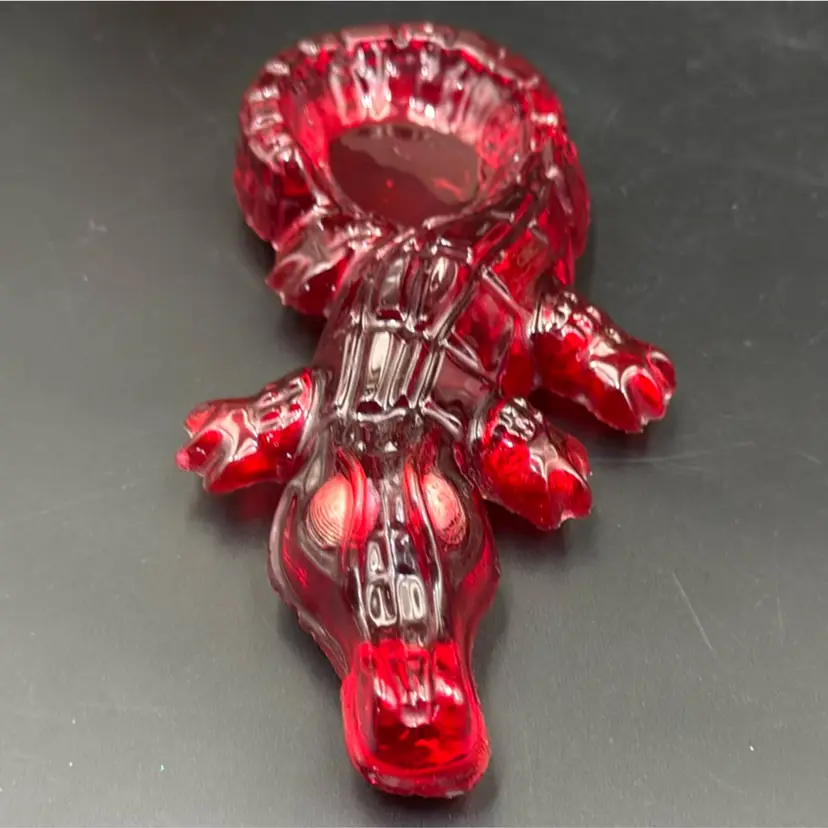 1960/1970 Vintage Glowing Resin/Lucite. Red Alligator Ashtray Or Trinket Dish.