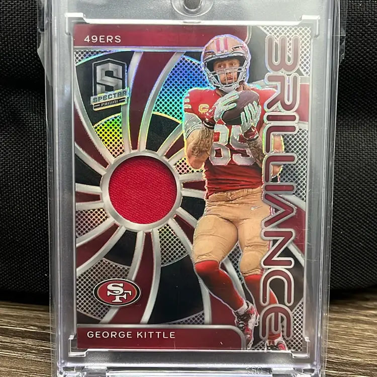 George Kittle 2024 Panini Spectra Brilliance Patch Prizm card numbered 70/99 49ERs