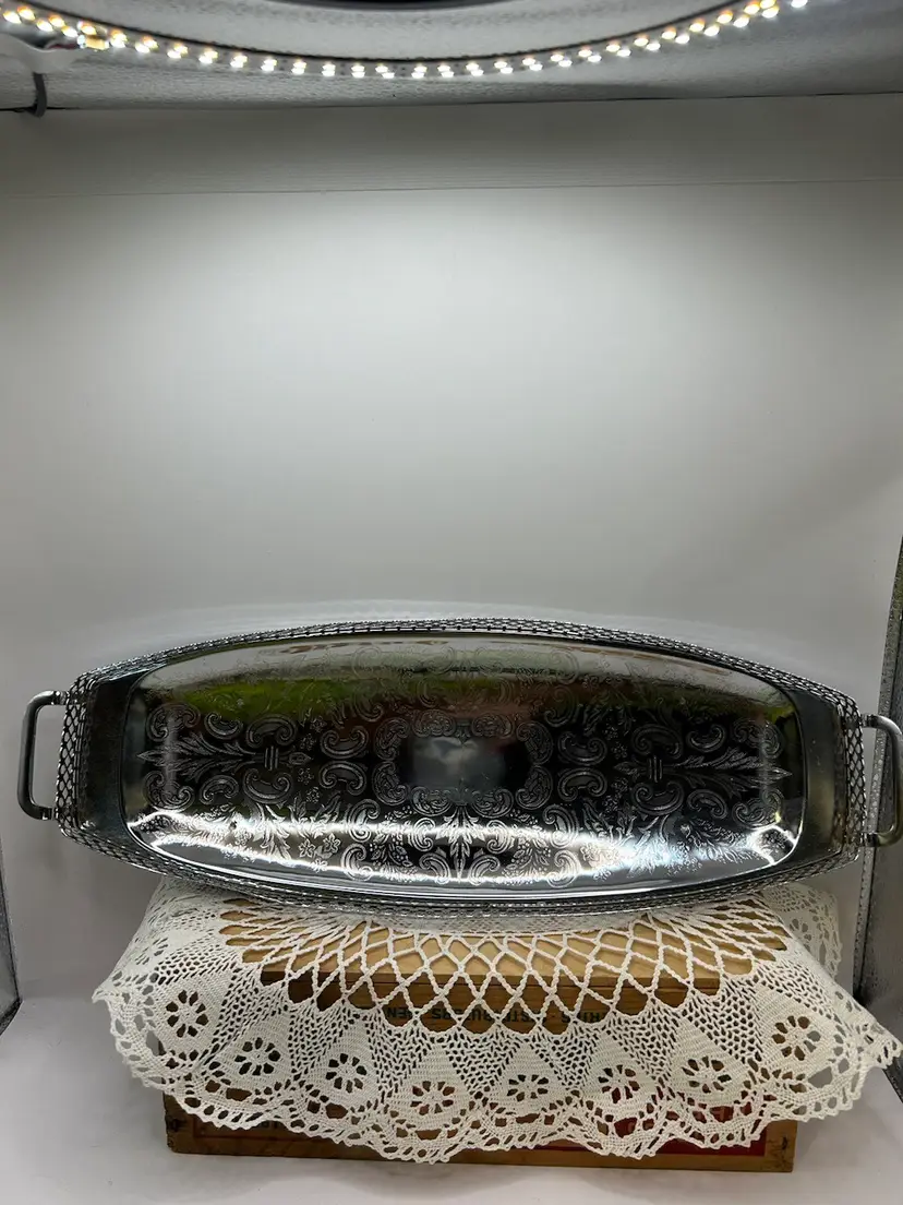 Silver Footed Tray 17x6 no condition issues