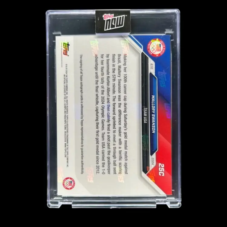 Mallory Swanson 2024 Topps Now Olympic Team Autograph Purple 22/25 On Card Autograph USWNT Soccer Card