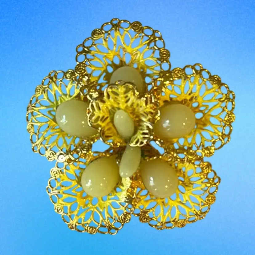 Vintage Glass Floral Brooch