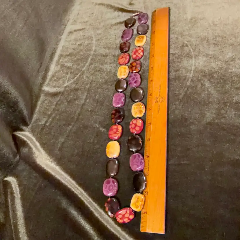 Multi Colored Stone Bead Necklace ~30” Long