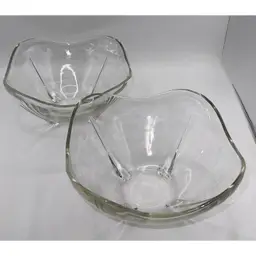 Anchor Hocking "Swedish Modern" 6" Square Clear Serving Glass Bowl Vintage