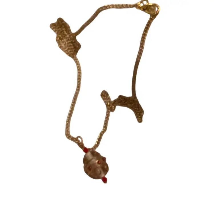 Murano Single Wedding Cake Bead Necklace On Goldtoned 24” Chain