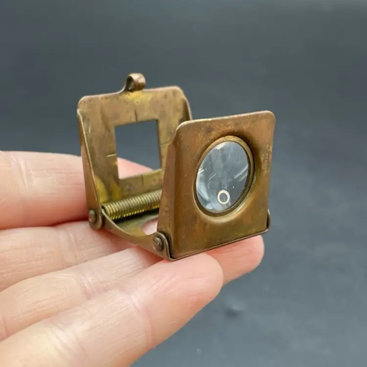 Brass Folding Loupe Magnifying Glass Printer Jewler's Tool VTG Germany
