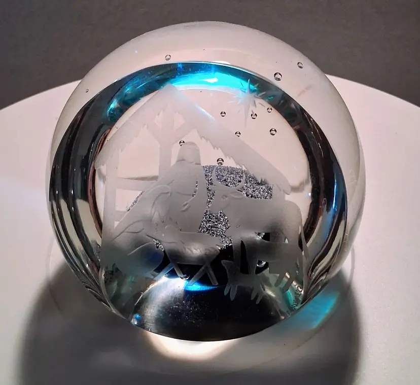 HTF!! 1979 CAITHNESS SCOTLAND, Helen McDonald, "NATIVITY" Limited Edition Signed, MAGNUM Paperweight w/BOX!
