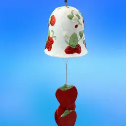 Ceramic Wind Chimes Strawberry Bell With Hanging Strawberries Taiwan