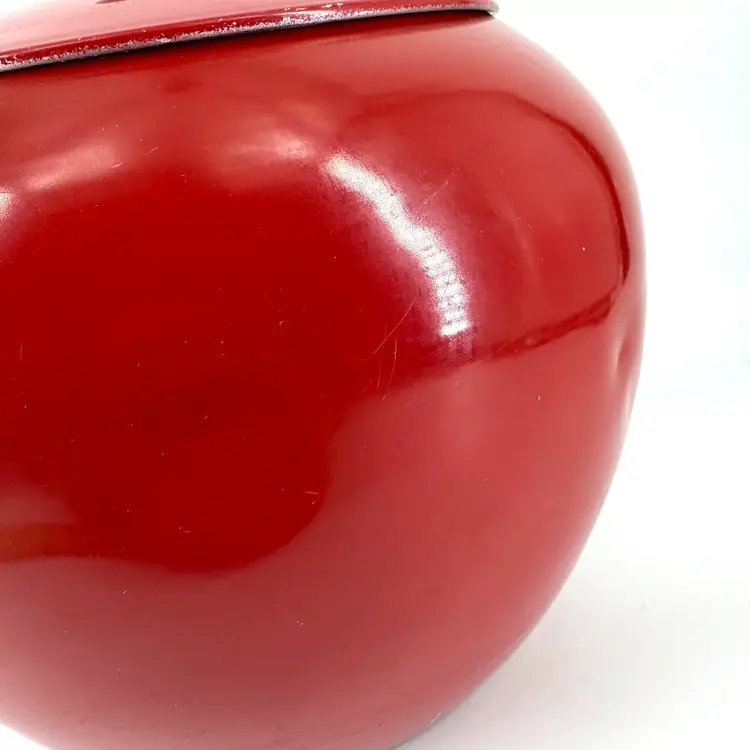 Red Aluminum Metal Apple Cookie Jar