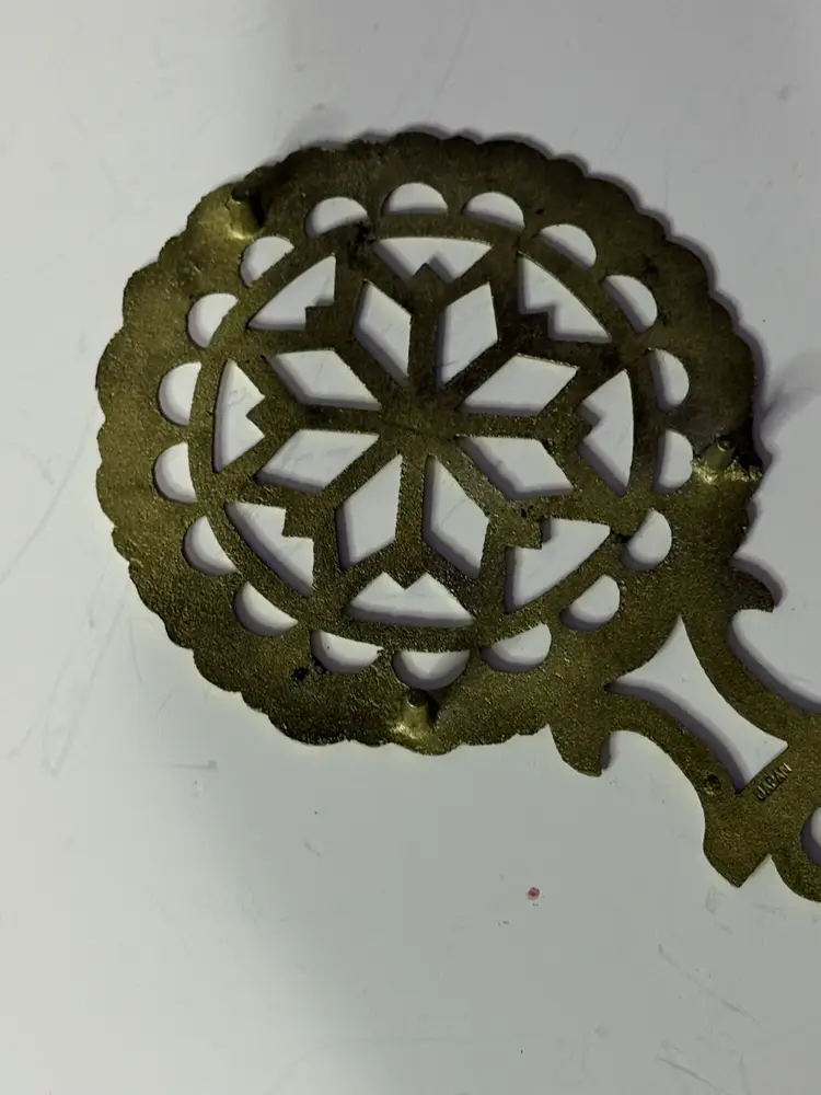 Vintage Solid Brass Snowflake Trivet 7”