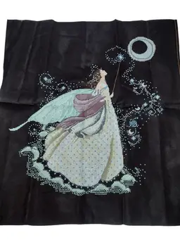 Mirabilia The Fairy Moon Nora Corbet Completed Cross Stitch on Black Vtg 31 x 29