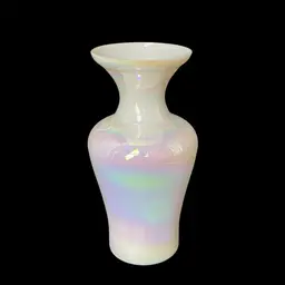 Cambridge Art Deco White Iridescent Opalescent Hand Blown Glass Vase Urn VTG