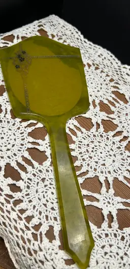 1920’s 13x5 Green Celluloid Hand Mirror Some Wear