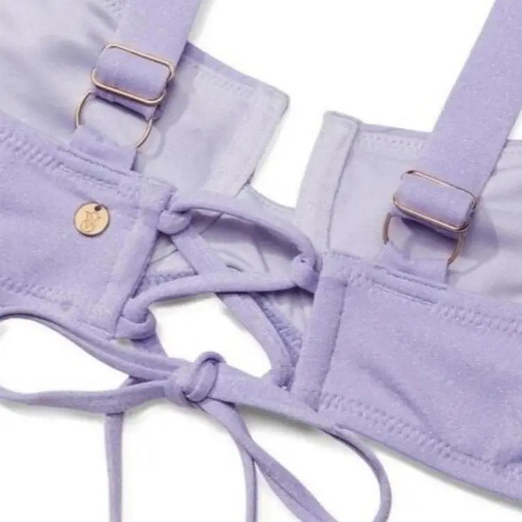34D -RARE❤️‍🔥Victoria Secret bikini top lace up tie back Luxe Lavender Shimmer NWT