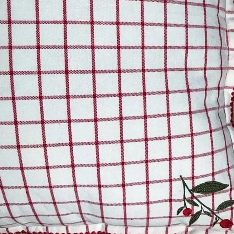 Vintage Red & White Checkered Cherry Throw Pillow Retro Rockabilly Twee Playful