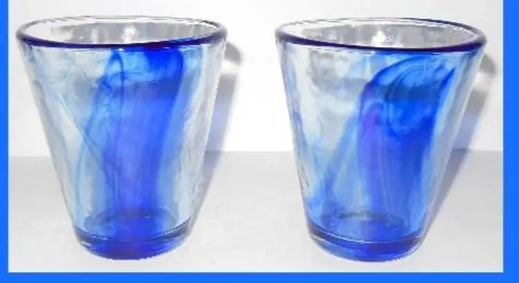 Set of 2 Retired Bormeoli Rocco 'Murano Blue' Tumblers