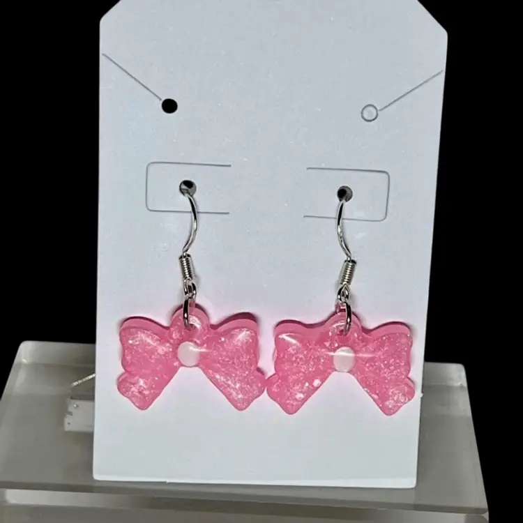 Pink Bow Earrings