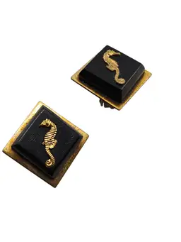 Antique Unsigned Jean Painleve French Galith Seahorse Earrings (A9009)