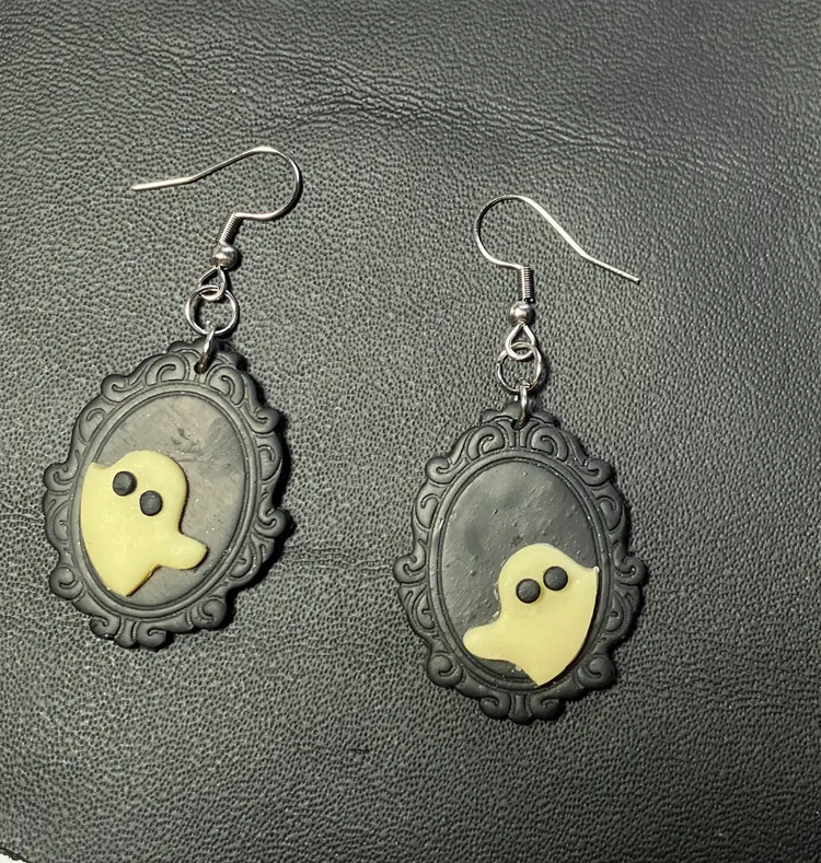 Handmade Polymer Clay Ghost Earrings