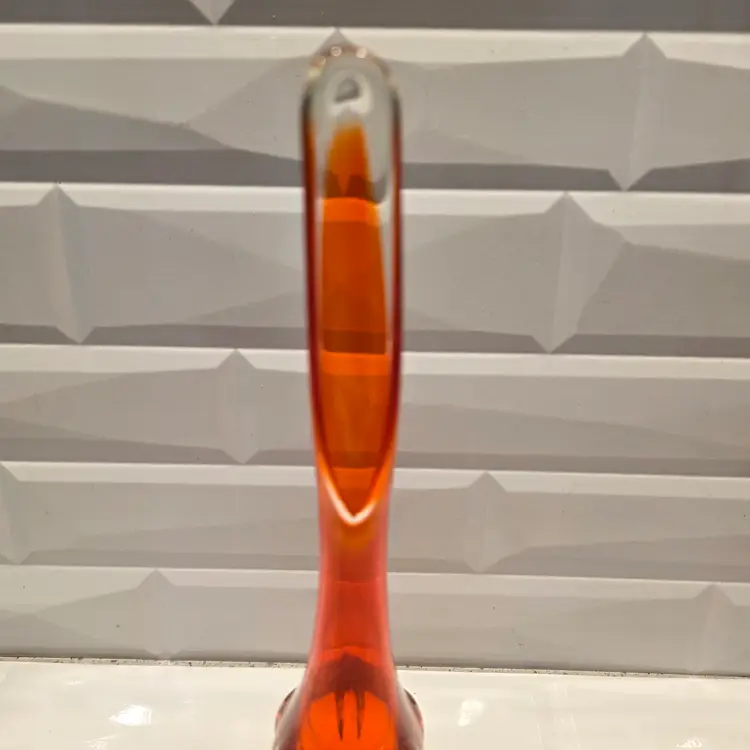 Vintage MCM Viking Persimmon Amberina Swung Vase 13”