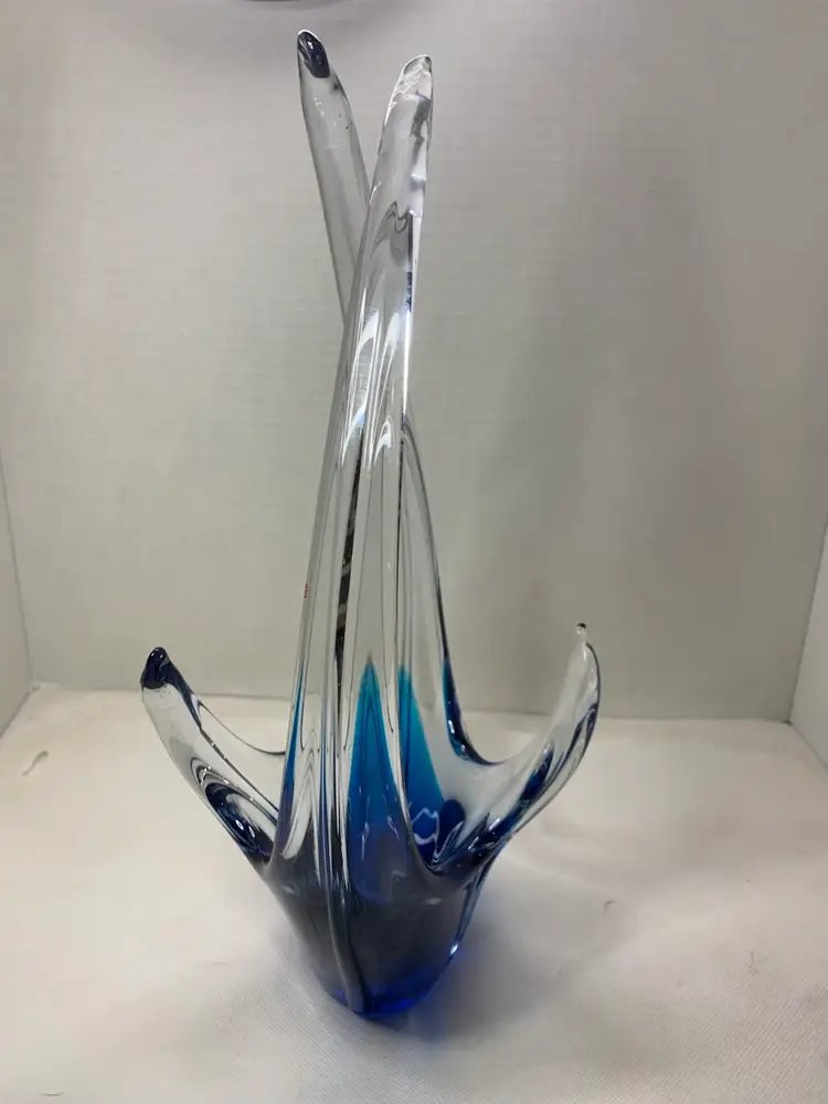 Blue And Clear Chalet Glass Bowl/basket