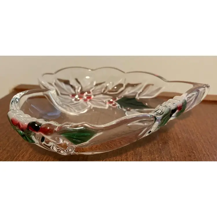 VTG Mikasa Poinsettia Heart Shaped Candy Dish Bloom