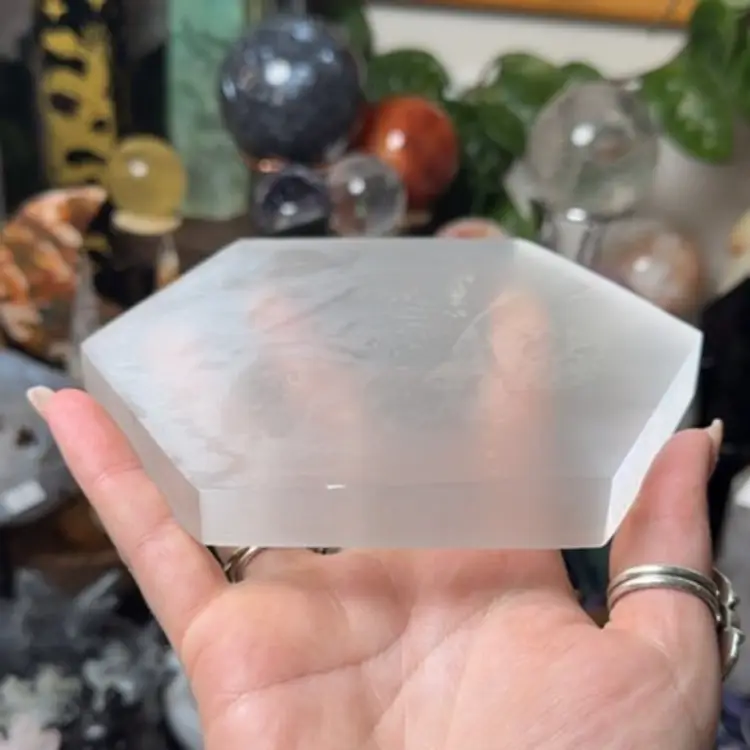 Selenite Plate Hexagon Lg