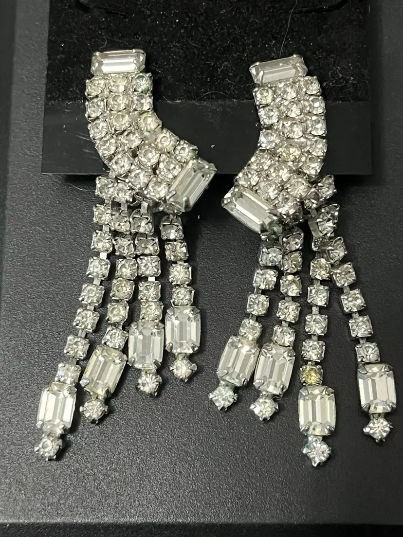 Gorgeous Rhinestone Glam Clip On Earrings