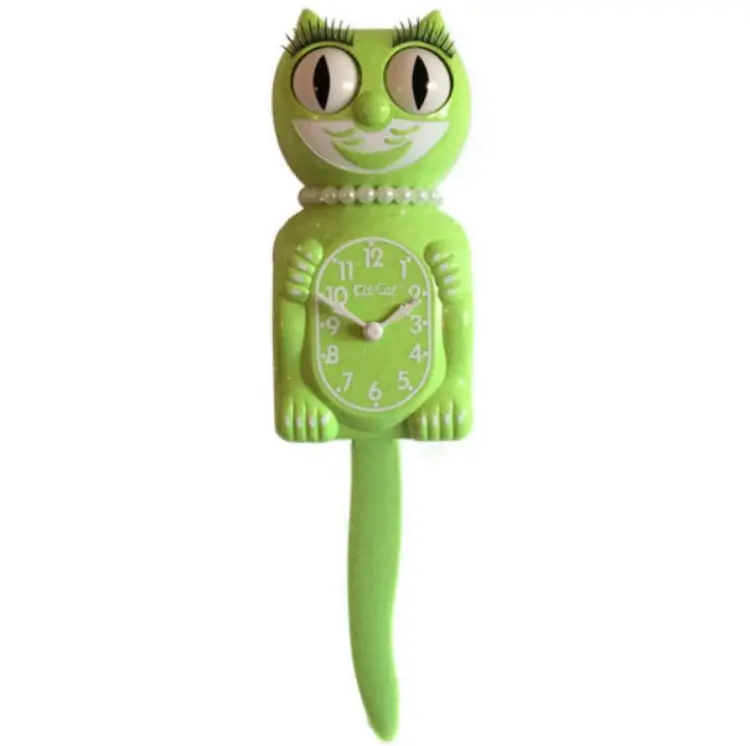 Fun Chartreuse Lady Kit-Cat Clock