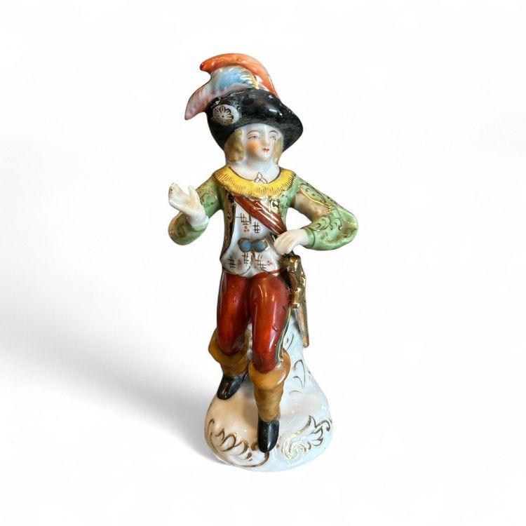 Occupied Japan Porcelain Figurine With Fancy Hat And Sword