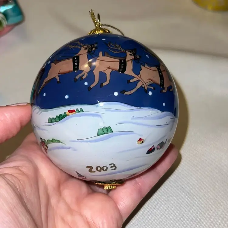 Pier 1 Li Bien Santa Glass Ornament In Box