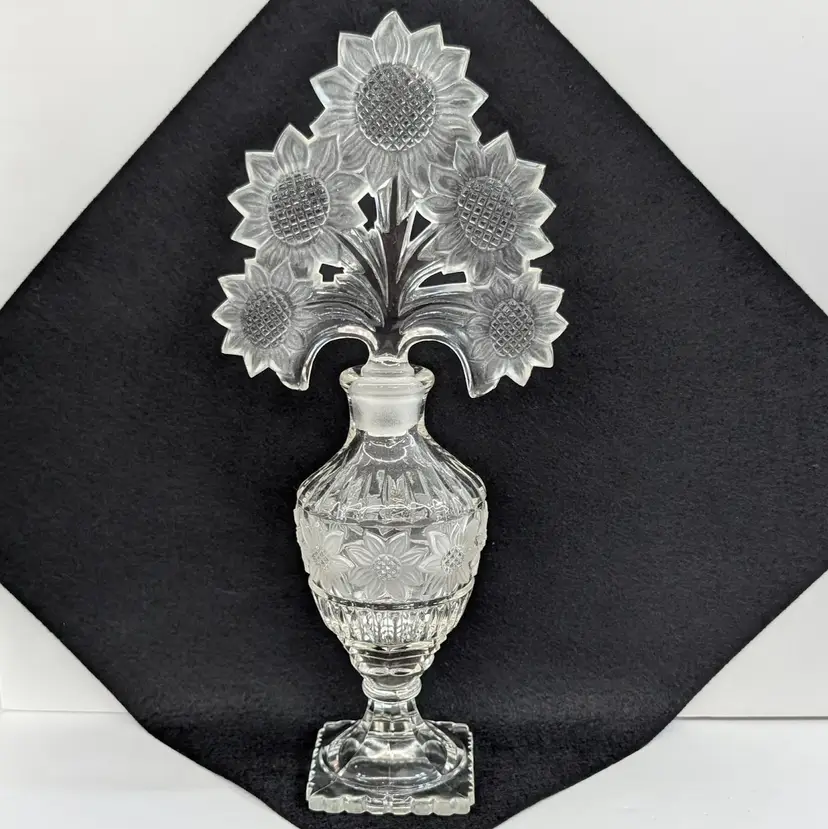 Vintage Imperial Glass Co. for Irice 1940’s Sunflower Perfume Bottle & Stopper