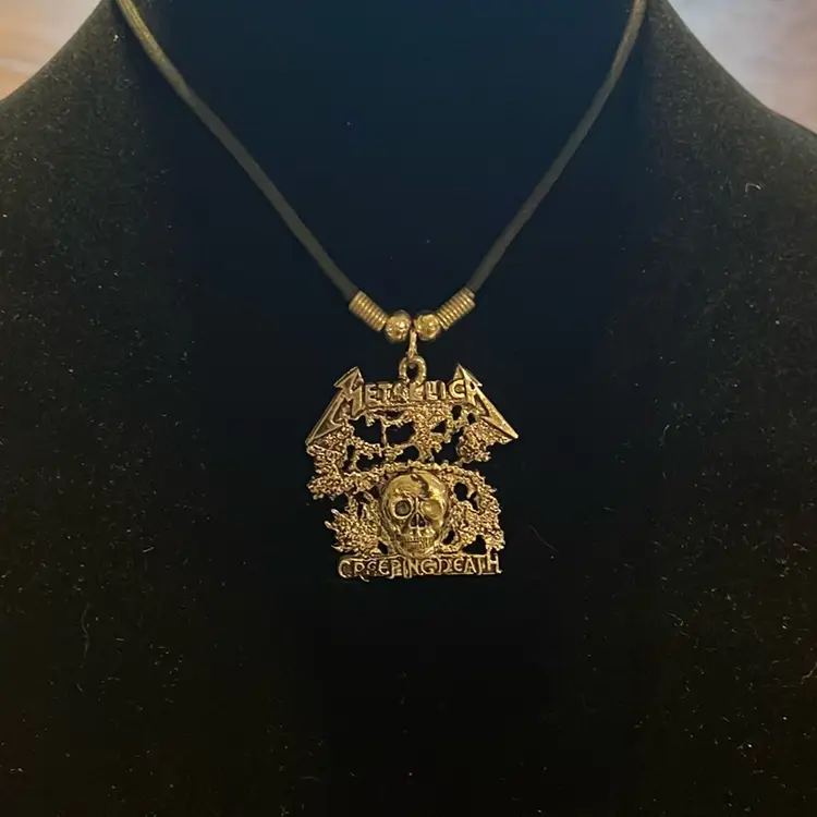Metallica Metal Creeping Death Pendant On A Black Cord.