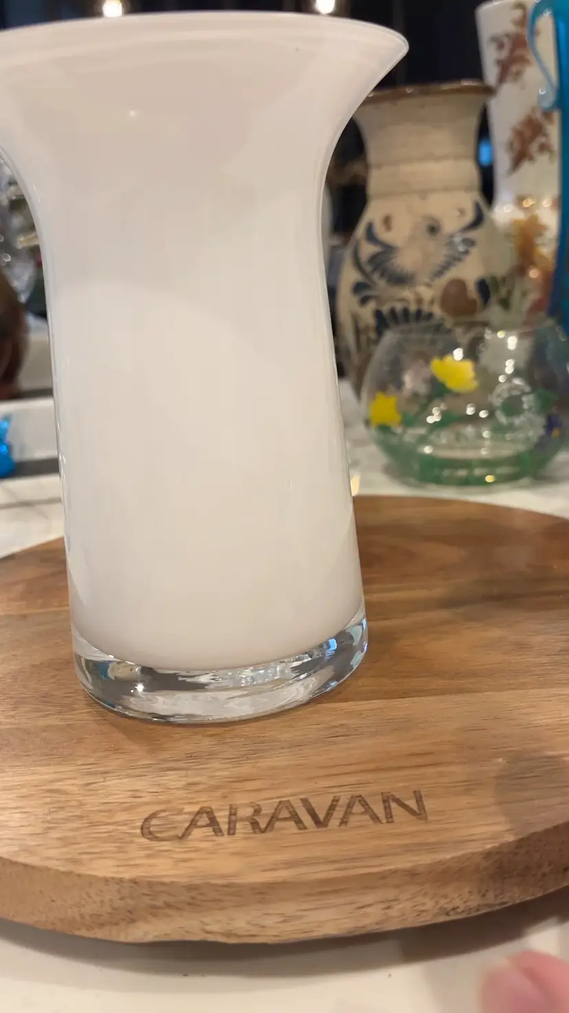 Rosendahl Filigran vase by Lin Utzon, Danish, White Glass, Hand blown, Signed