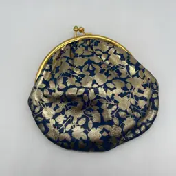 Genuine Leather Clutch Purse Italy Blue/Gold | 5.5” *read