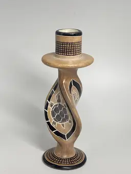 Hand Carved Kisii Soapstone Twisted Candlestick, Made in Keyna