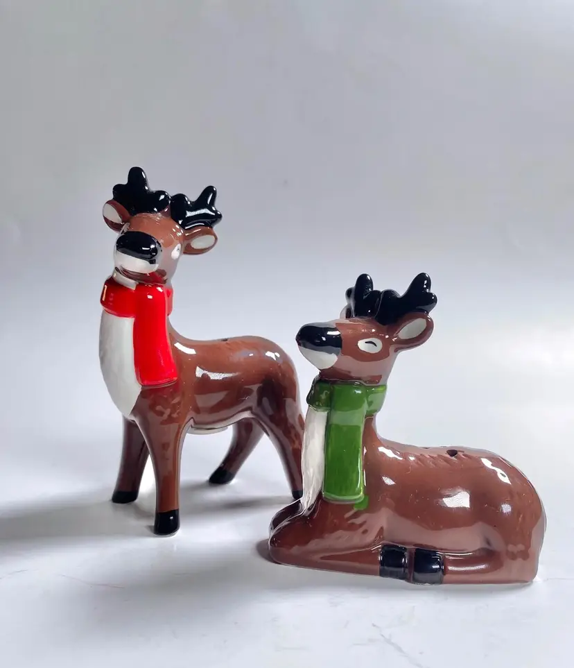Christmas Reindeer Salt & Pepper Shakers by THRESHOLD Red & Green Scarves