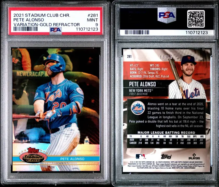 Pete Alonso PSA 9 2021 Stadium Club Chrome Gold Refractor /50 1991 Variation #281 New York Mets